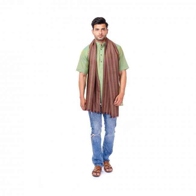 Handwoven Sheep Wool Brown Muffler for Men