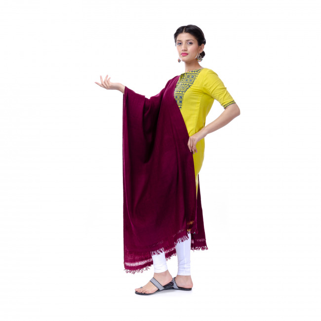 Handwoven Sheep Woolen Maroon Stole