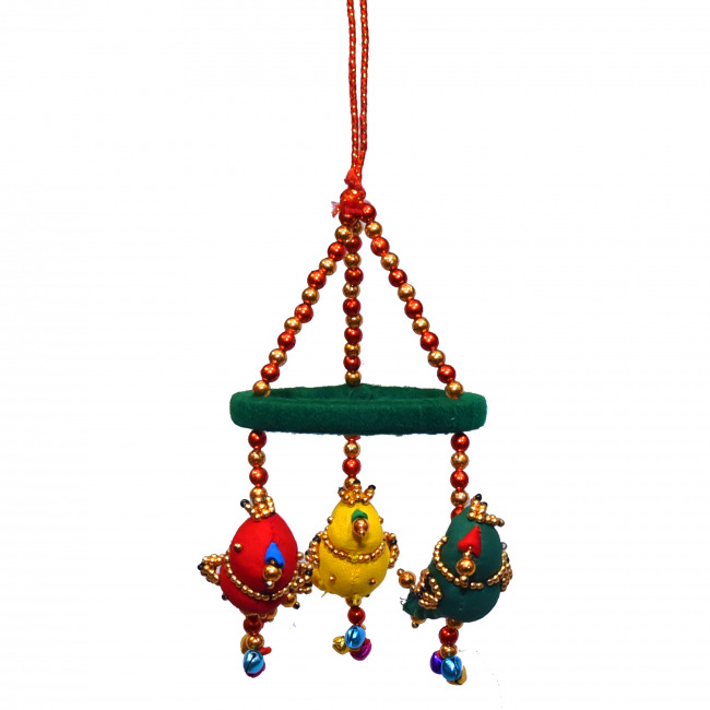 Handcrafted Three Parrot Hanging Jhoomer with Bangle (PVTG)