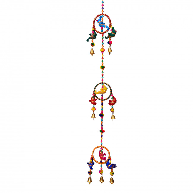 Handcrafted Hanging with Nine Parrots and Three Bangles (PVTG)