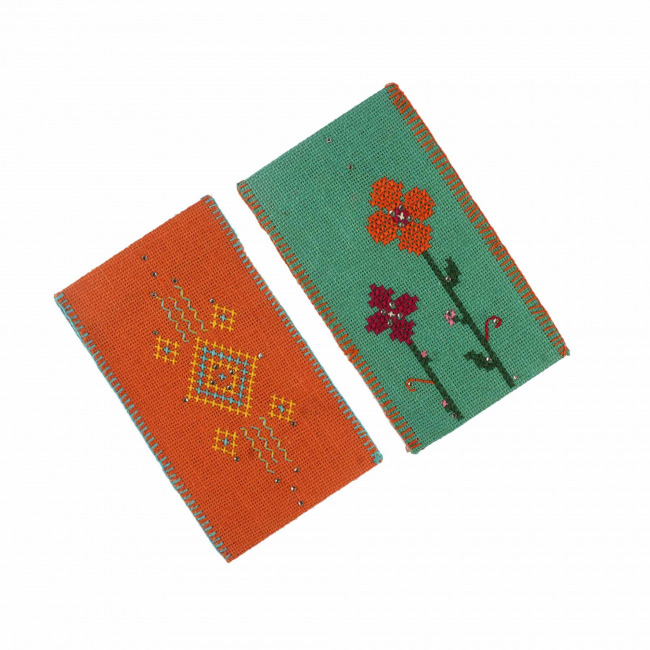 Tribes India Saffron Green Jute Envelope Pack of 2