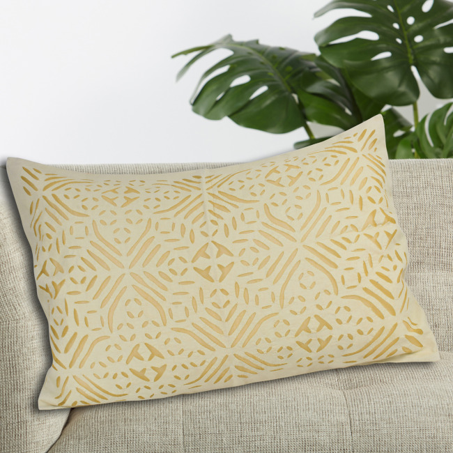 Tribes India Yellow Applique Cut Pillow Cover Pack of 2