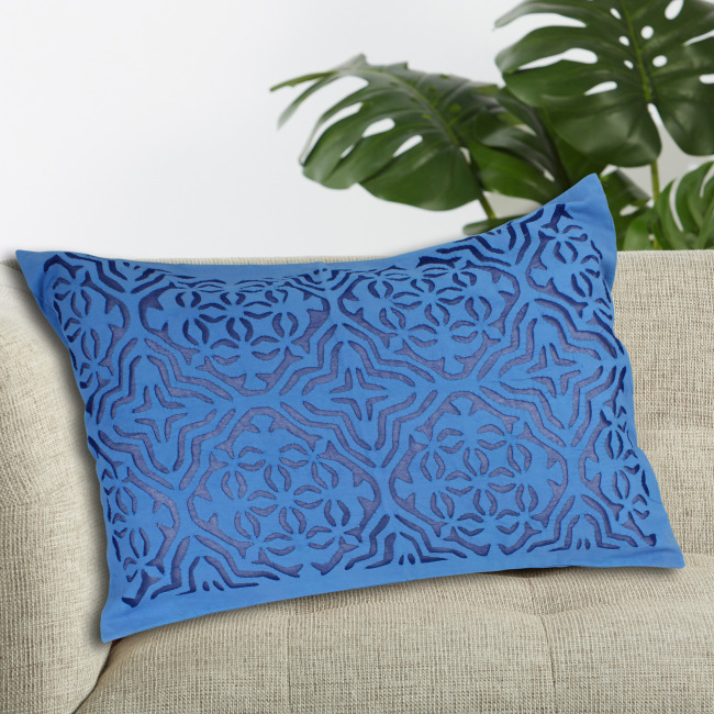 Tribes India Blue Applique Cut Pillow Cover Pack of 2