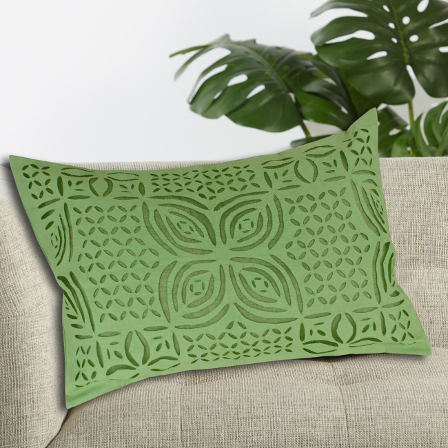 Tribes India Green Applique Cut Pillow Cover Pack of 2