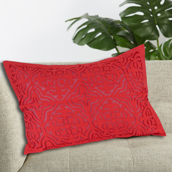 Tribes India Red Applique Cut Pillow Cover Pack of 2