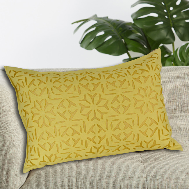 Tribes India Yellow Applique Cut Pillow Cover Pack of 2