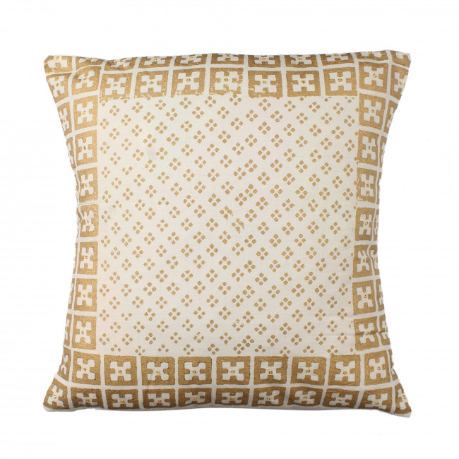 Tribes India Geometric Gold Printed Cushion Cover