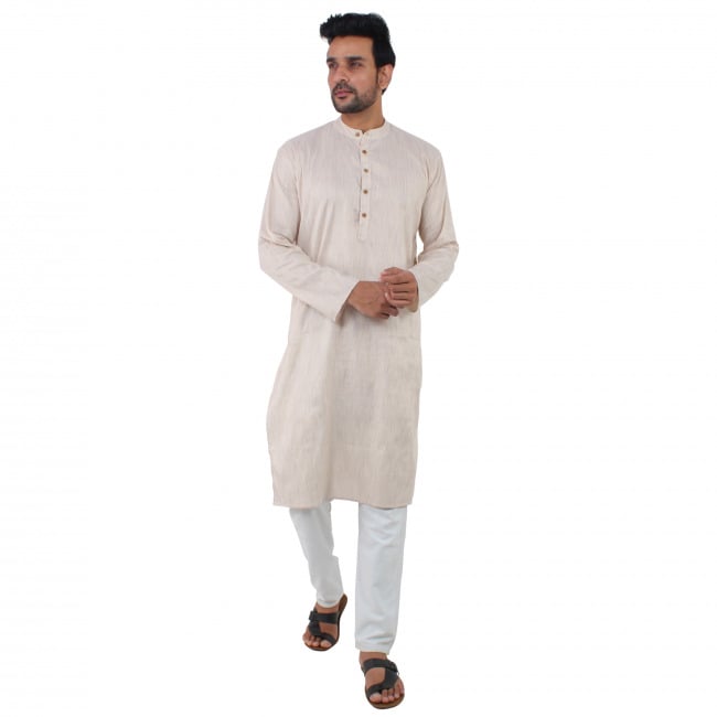 Tribes India Men's Cream Khadi Kurta