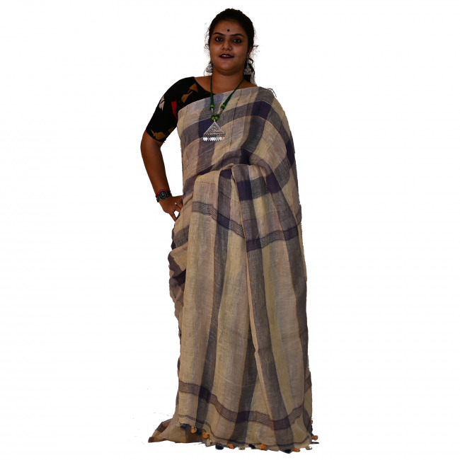 Handwoven Linen Saree