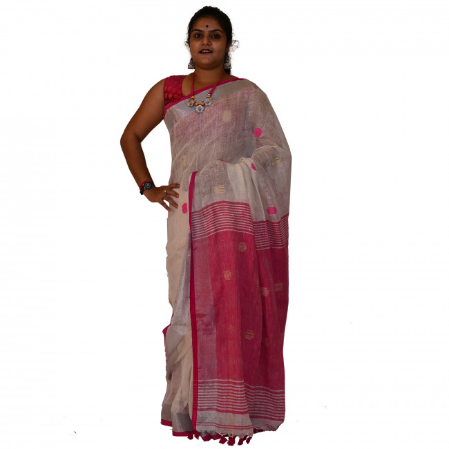 Handwoven Linen Saree