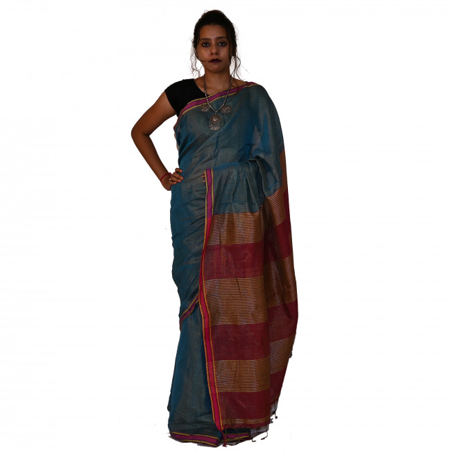 Handwoven Linen Saree