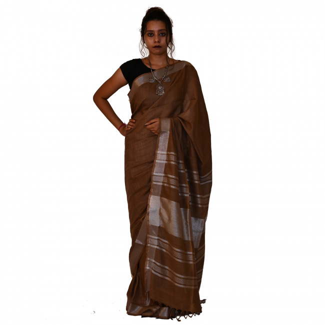 Handwoven Linen Saree