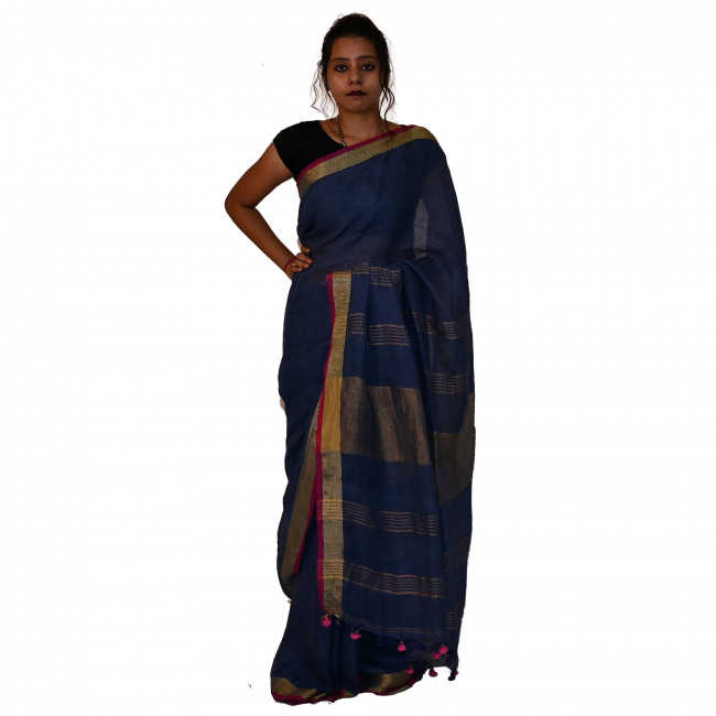 Handwoven Linen Saree
