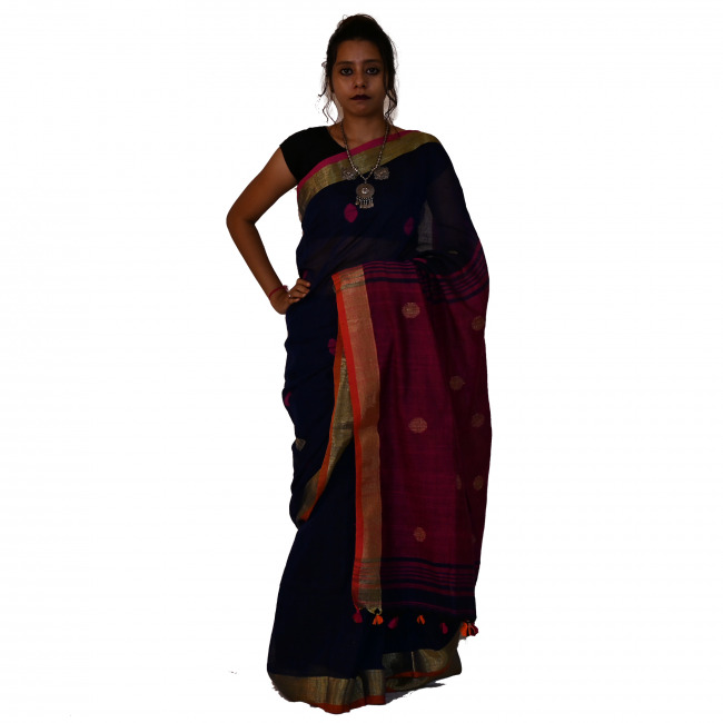 Handwoven Linen Saree