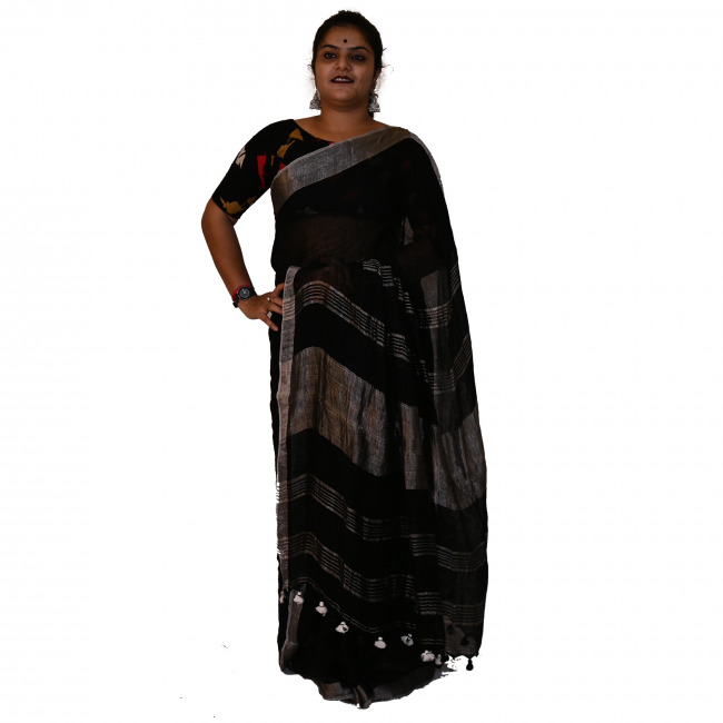 Handwoven Linen Saree