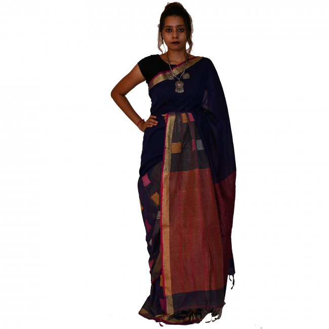 Handwoven Linen Saree