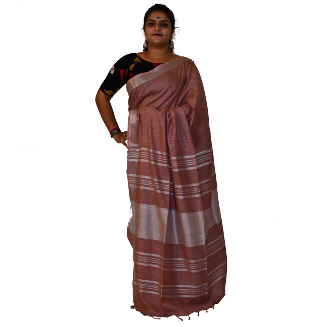 Handwoven Linen Saree