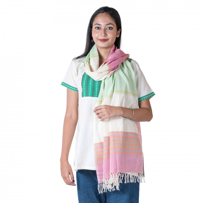 Handwoven Pure Cotton Stole for Women