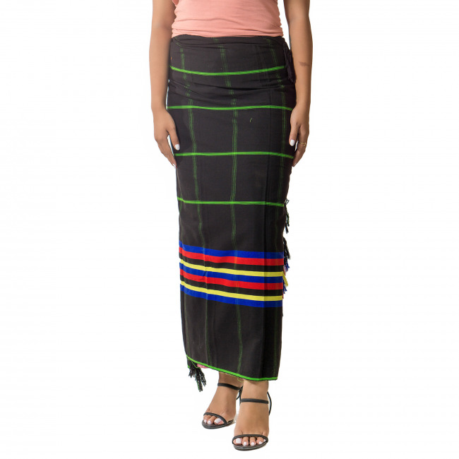 Handwoven Pure Cotton Black Waist Wrap Around Wrapper