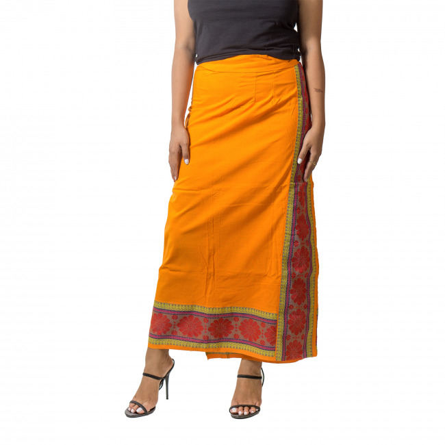 Handwoven Pure Cotton Orange Waist Wrap Around Wrapper