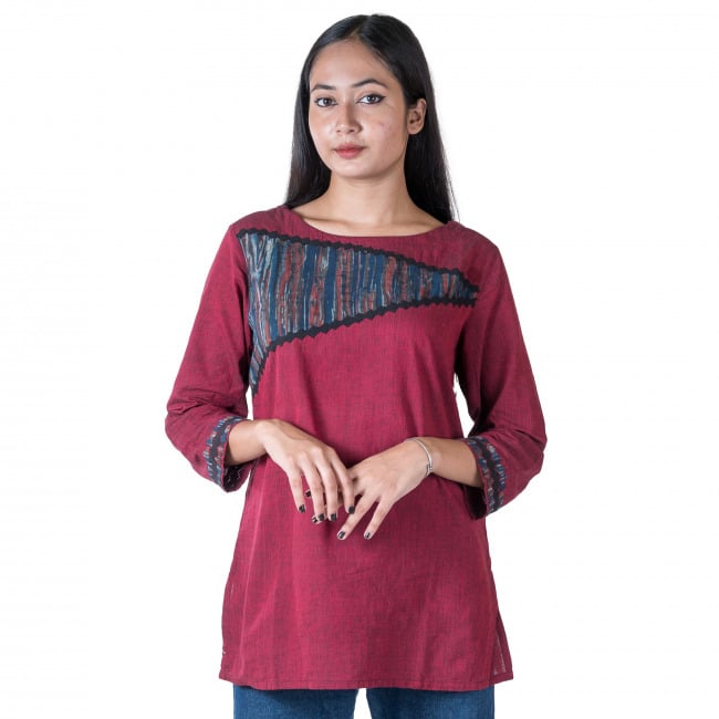 Handmade Pure Cotton Maroon Top for Women