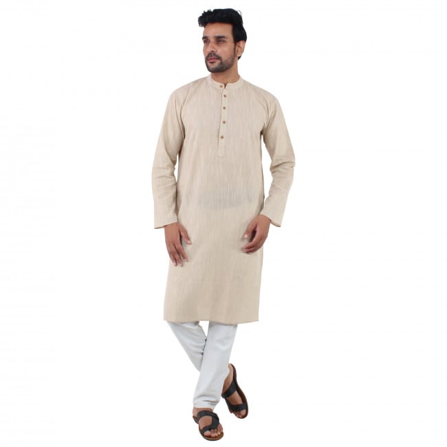 Tribes India Men's Brown Khadi Kurta - M