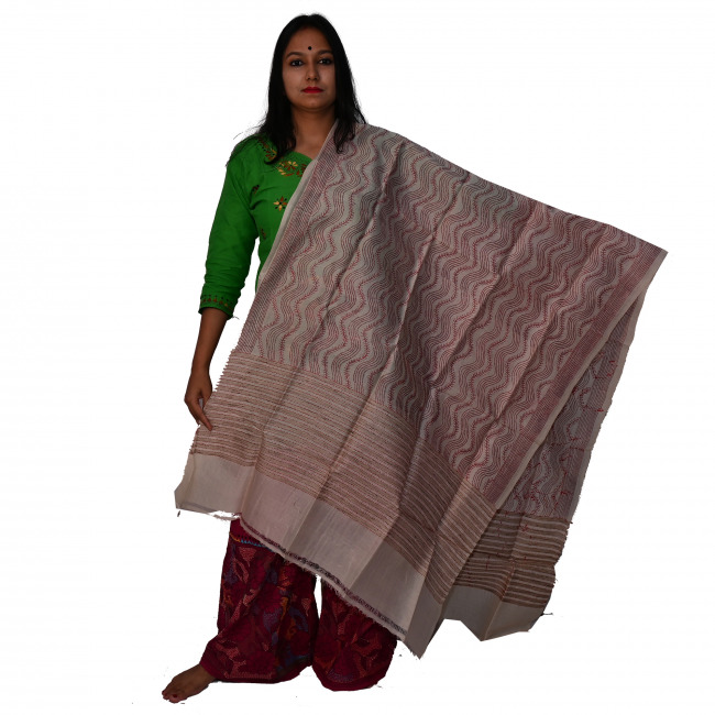 Handwoven Kantha work Dupatta