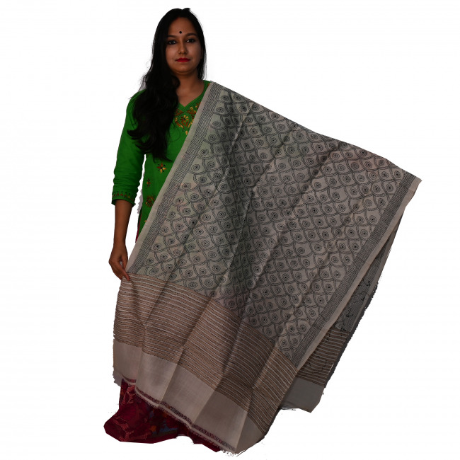 Handwoven Kantha work Dupatta