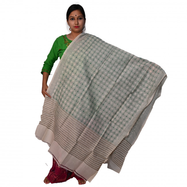 Handwoven Kantha work Dupatta