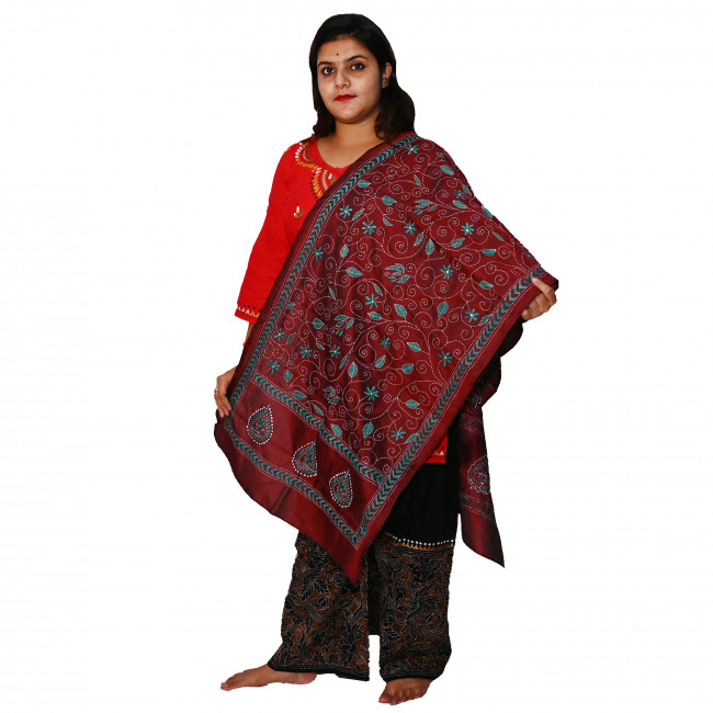 Handwoven Kantha Work Stole