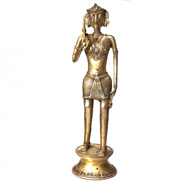 Handcrafted Metal Tribal Standing Statue