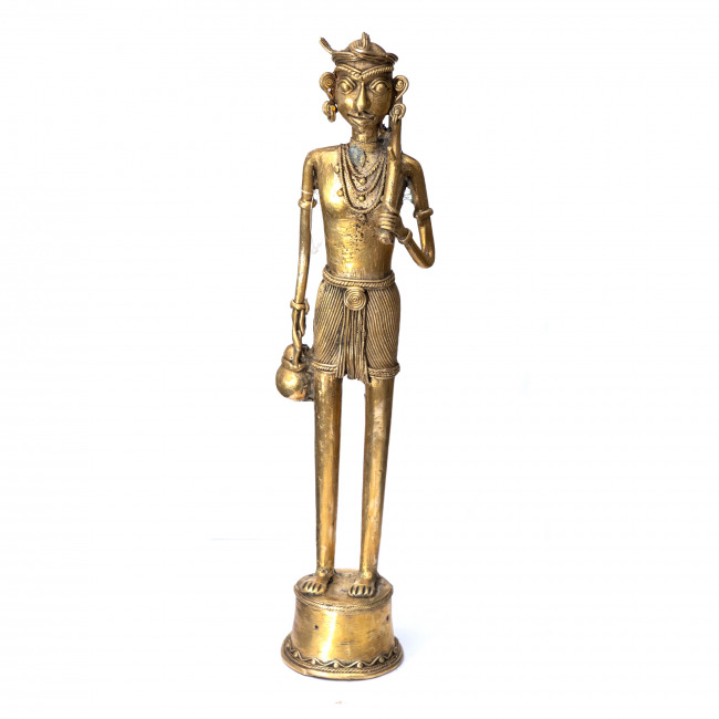 Handcrafted Metal Tribal Standing Statue