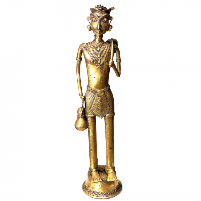 Handcrafted Metal Tribal Standing Statue