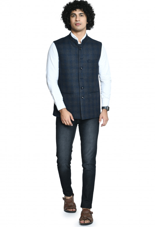 Woolen Jacket For Men - Blue