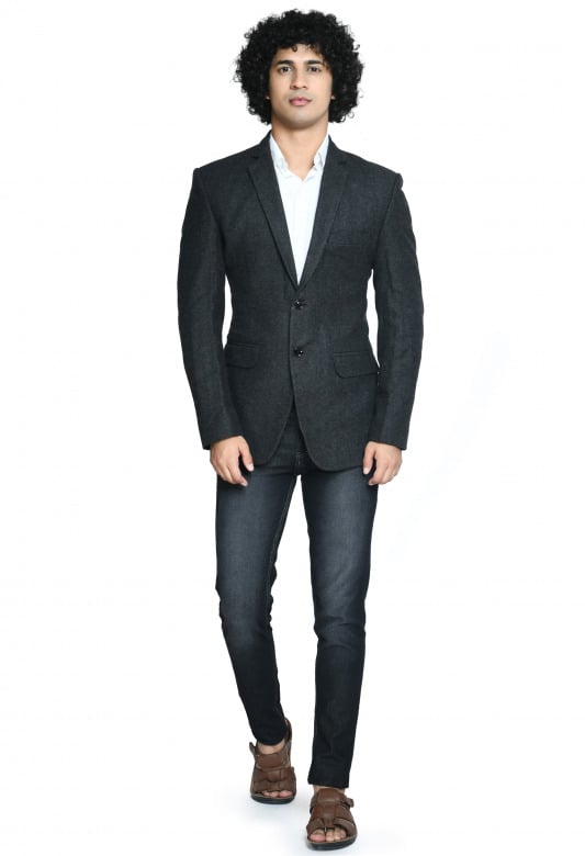 Tribes India Full Sleeve Coat For Men - Black - 38