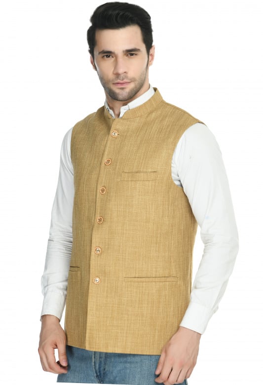 Tribes India Jacket For Men-Light Brown - 38