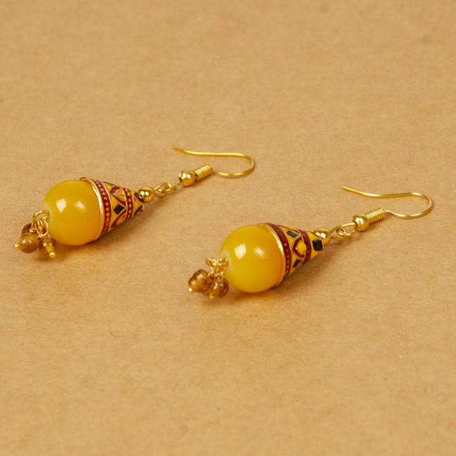 Fashion Yellow Minakari Earrings for Women