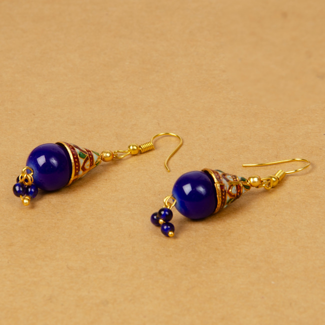Fashion Blue Minakari Earrings for Women