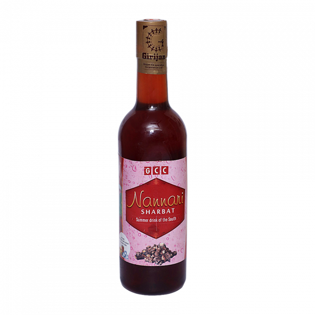 Girijan “ Nannari Tasty Sharbat, Cooling Beverage, Natural Refreshing Drink, No Added Colors and Artificial Essence 750 Ml