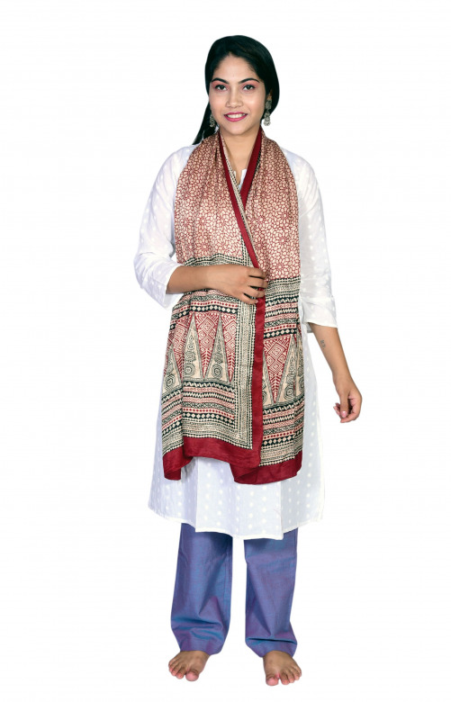 Tribes India Gajji Silk Bagh Print Stole