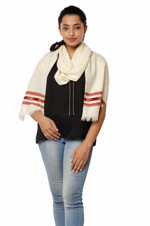 Handwoven Sheep Woolen White Muffler