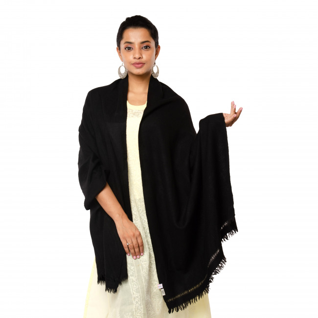 Handwoven (Angora Woolen) Black Stole