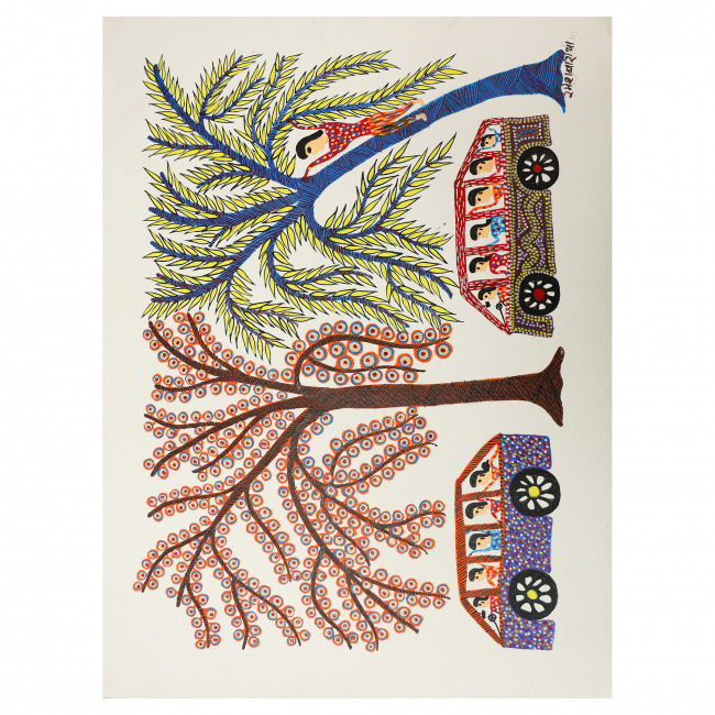 Handmade Paper Bhil Painting