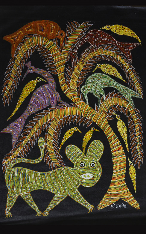 Handmade Bhil Canvas Painting