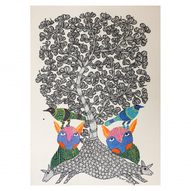 Handmade Paper Bhil Painting