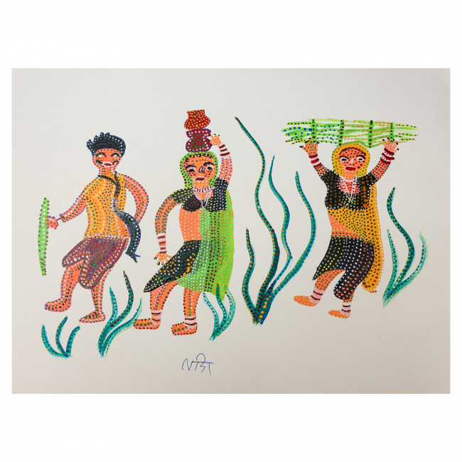 Handmade Paper Bhil Painting