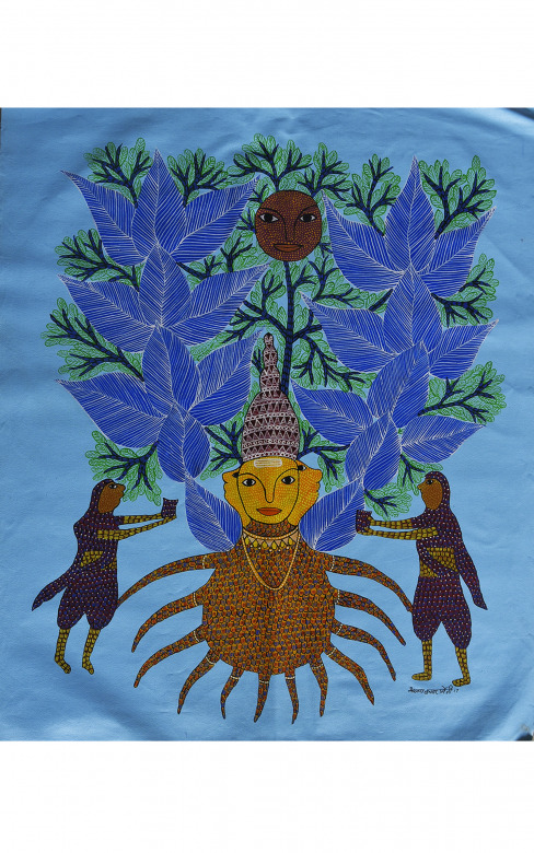 Handmade Gond Canvas Painting