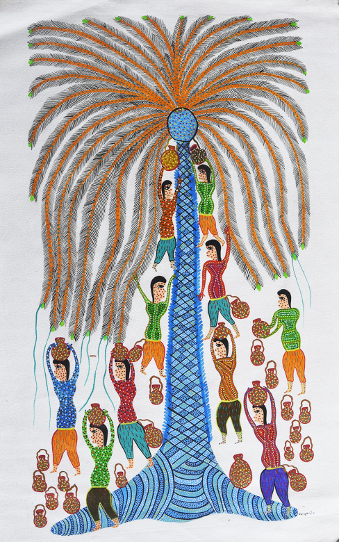 Handmade Gond Canvas Painting