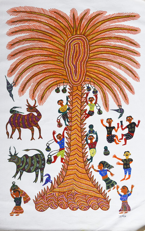 Handmade Gond Canvas Painting