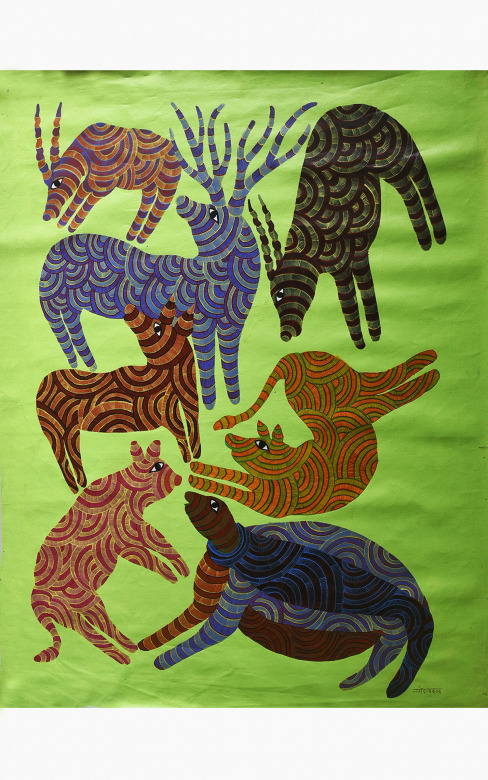 Handmade Gond Canvas Painting